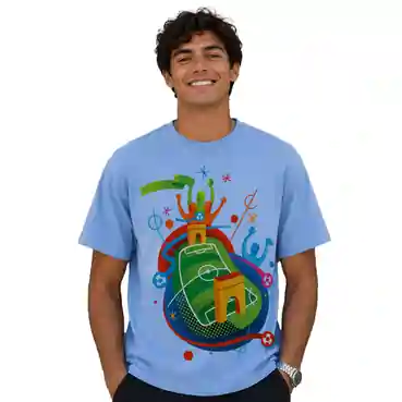 Football Fan Graphic Sky Blue T-Shirt